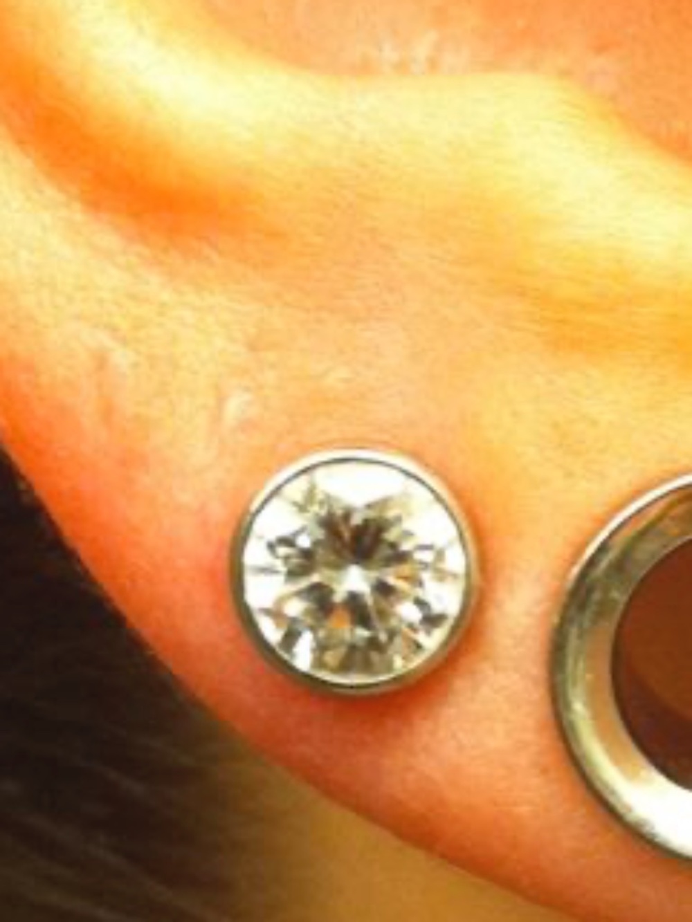 8g Anatometal Surgical Steel Single Flare Single Stone Eyelet - Picture 8 of 8